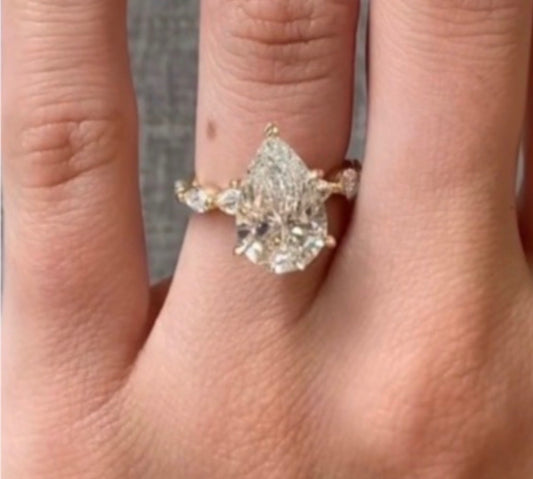 Custom Pear Lab Diamond RIng
